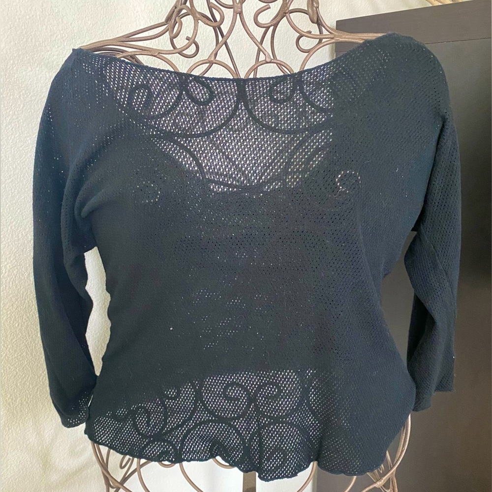 Vintage Michael Stars pin hole see through 3/4 sleeve shirt. O/S